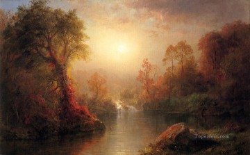  River Oil Painting - Autumn scenery Hudson River Frederic Edwin Church